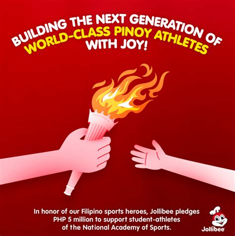 jolibeth|Jollibee pledges P5 million to National Academy of Sports in.